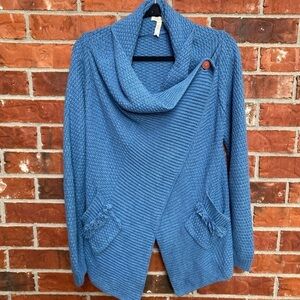 Matilda Jane Womens Small Blue Envision This Cowl Neck Cardigan